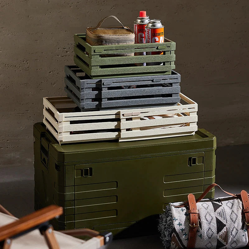 Green Foldable Industrial Storage Crates - Portable Outdoor