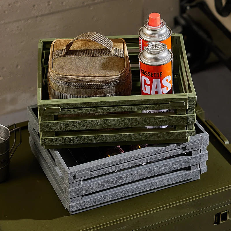 Green Foldable Industrial Storage Crates - Portable Outdoor