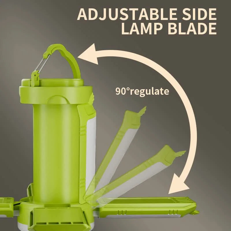 Green Foldable LED Camping Lantern with 6 Modes & Type-C