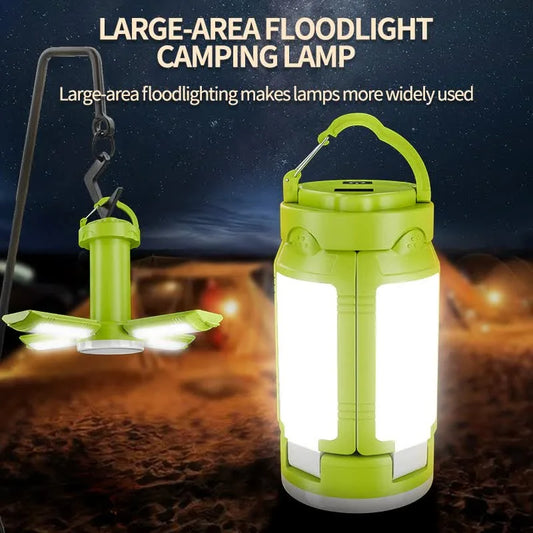 Green Foldable LED Camping Lantern with 6 Modes & Type-C