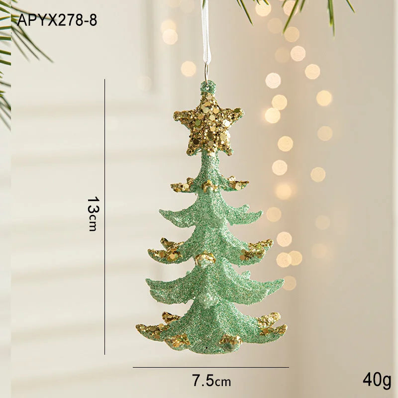 Green Glitter Christmas Tree Ornament with Gold Star Top