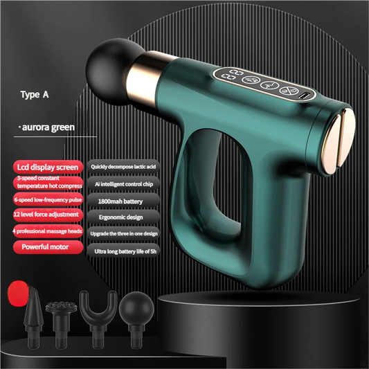 Green Heated Mini Fascia Massage Gun - LCD Display Muscle