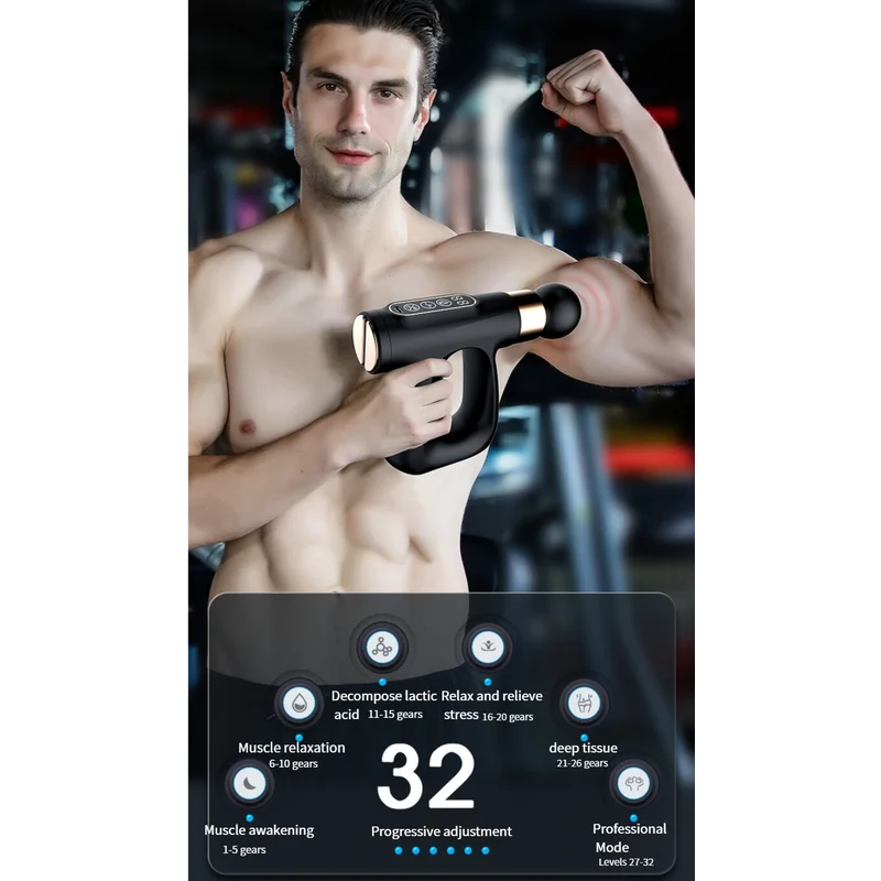 Green Heated Mini Fascia Massage Gun - LCD Display Muscle