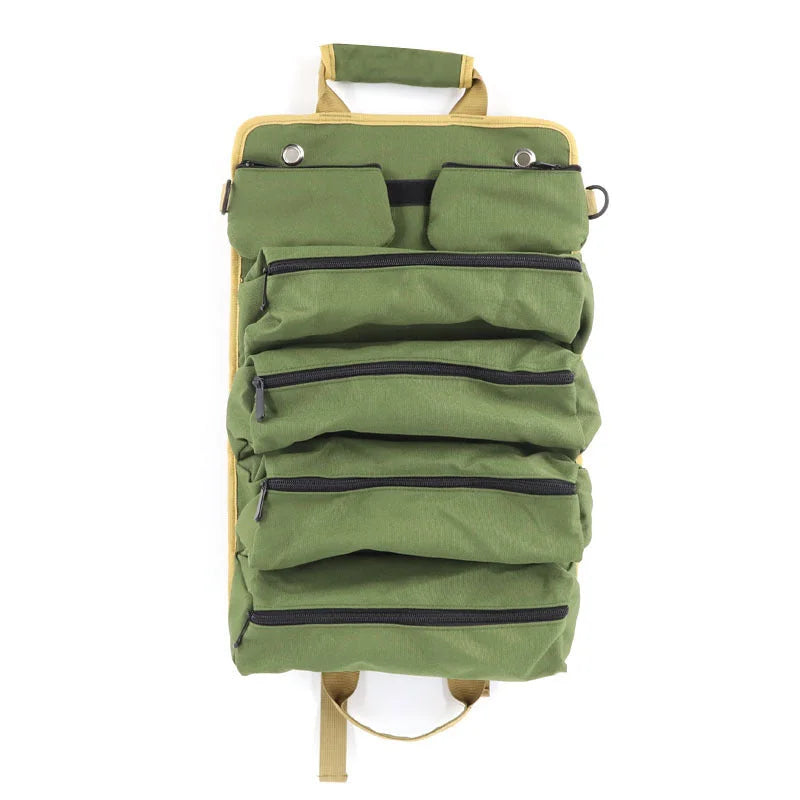 Green Heavy Duty Roll-Up Tool Bag Organizer - Waterproof