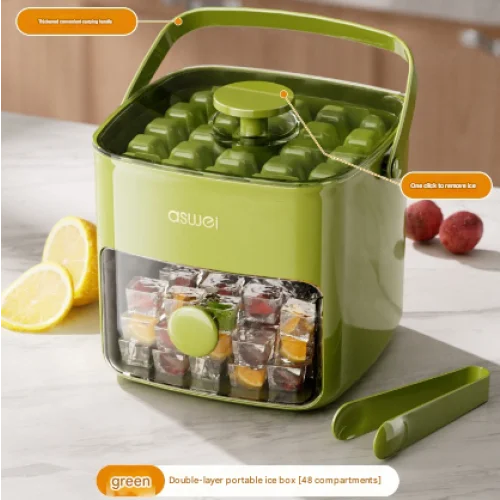 Green Innovative Press-Release Ice Cube Maker - Dual Layer