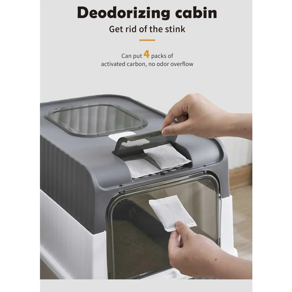 Green Large Enclosed Cat Litter Box with Drawer