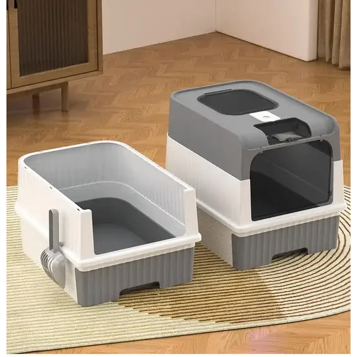 Green Large Enclosed Cat Litter Box with Drawer