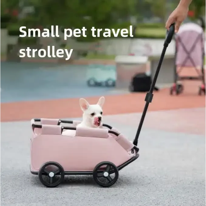 Green Lattice Compact Foldable Pet Stroller for Dogs