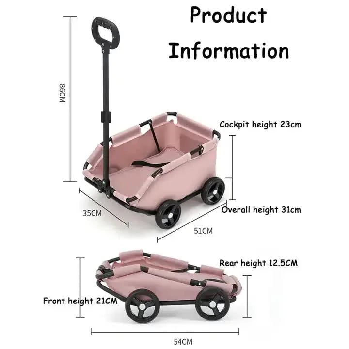 Green Lattice Compact Foldable Pet Stroller for Dogs