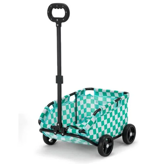 Green Lattice Compact Foldable Pet Stroller for Dogs