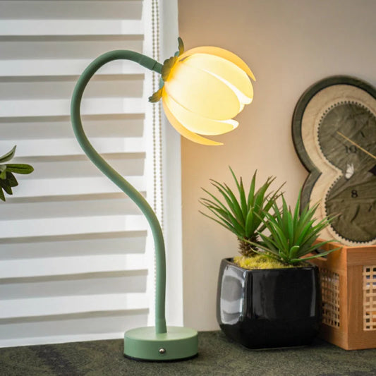 Green LED Tulip Desk Lamp - Flexible Gooseneck Decorative