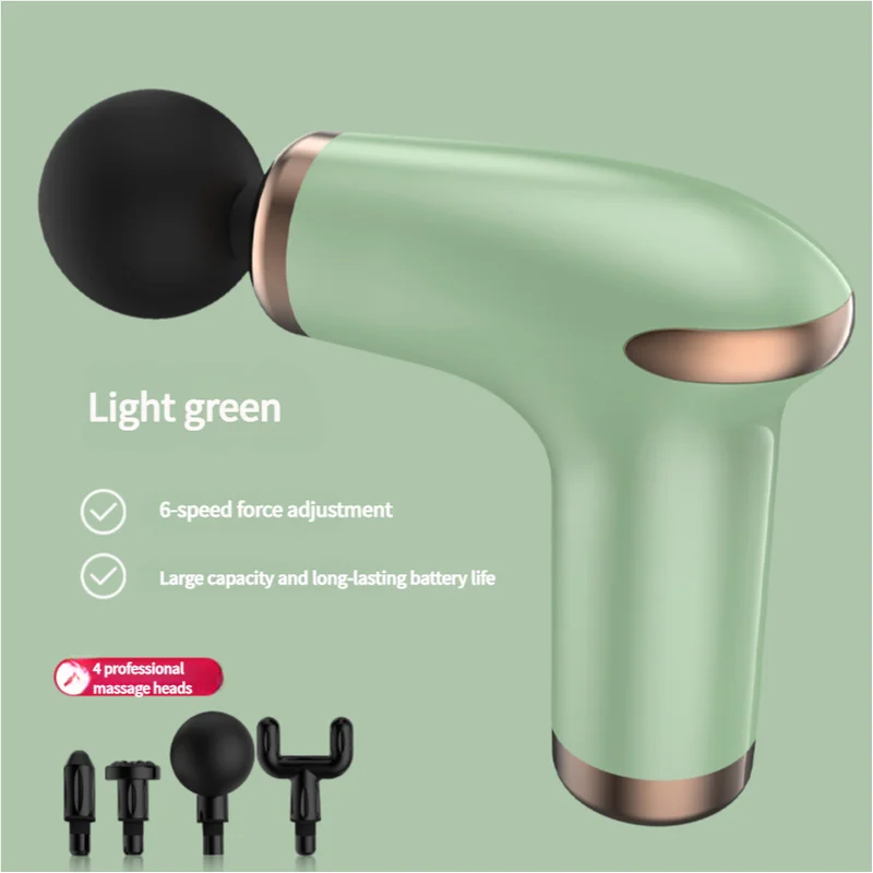 Green Massage Gun - 6-Speed Deep Tissue Massager with 4
