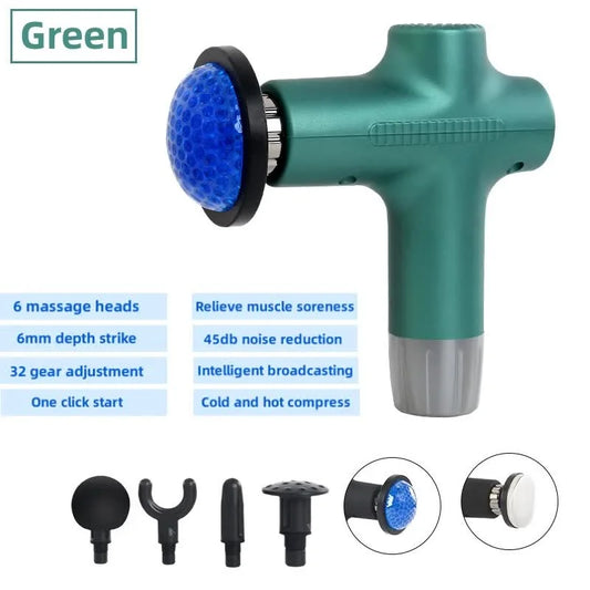 Green Mini 4-Head Deep Tissue Massage Gun - Portable