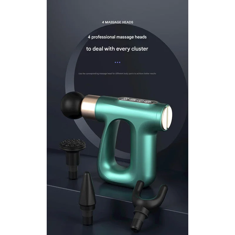 Green Mini Fascia Gun Muscle Massager with Pulse Heat