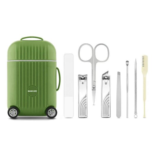 Green Mini Suitcase Manicure Set - 8-Piece Portable