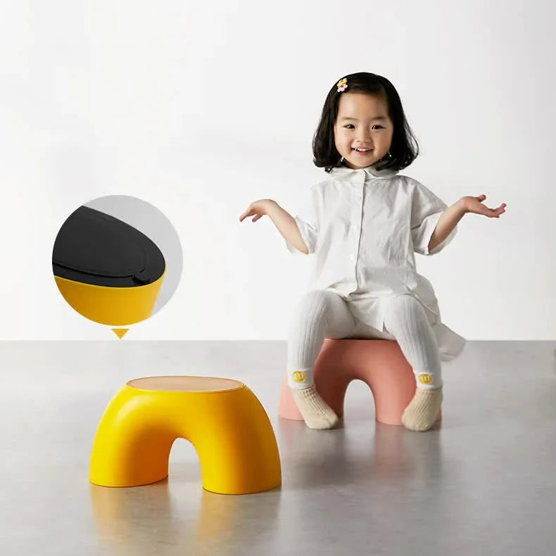 Green Minimalist Round Shape Footstool - Durable Anti-slip