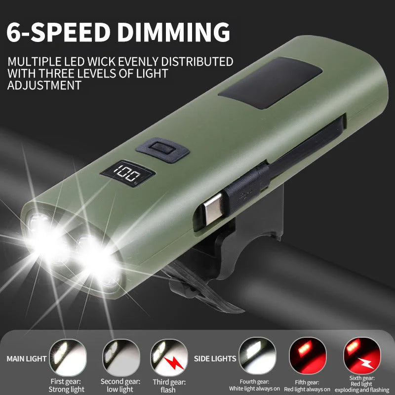 Green Multifunctional LED Bike Light Power Bank