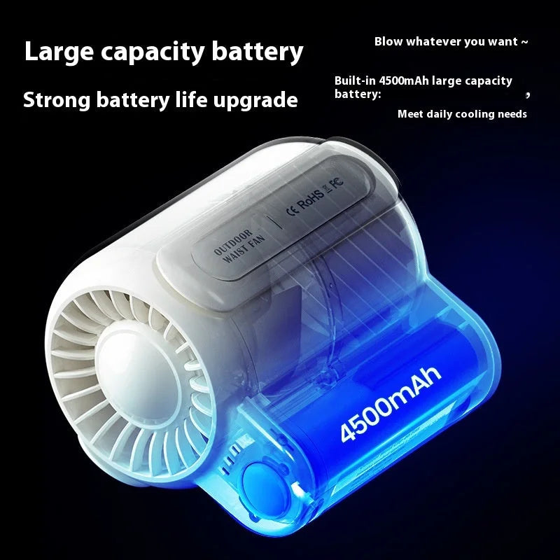 Green Outdoor Waist Fan - Portable Wearable Fan
