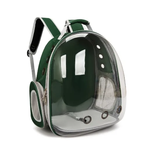Green Pet Carrier Backpack with Transparent Window