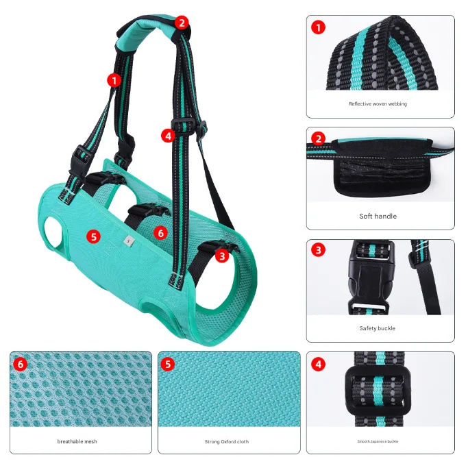 Green Pet Support Harness for Senior and Disabled Dogs