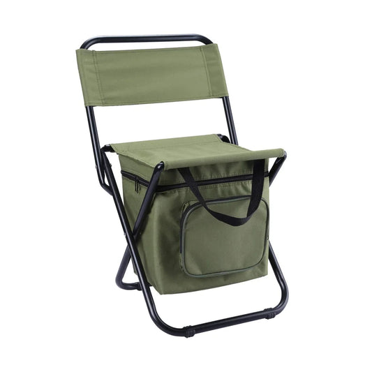 Green Portable 3-in-1 Folding Camping Chair with Storage