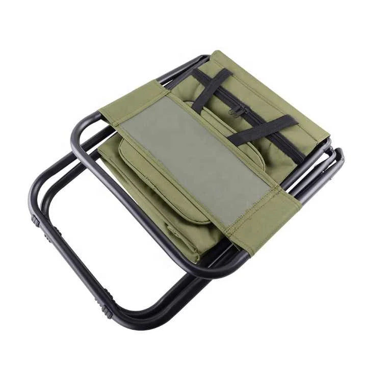 Green Portable 3-in-1 Folding Camping Chair with Storage