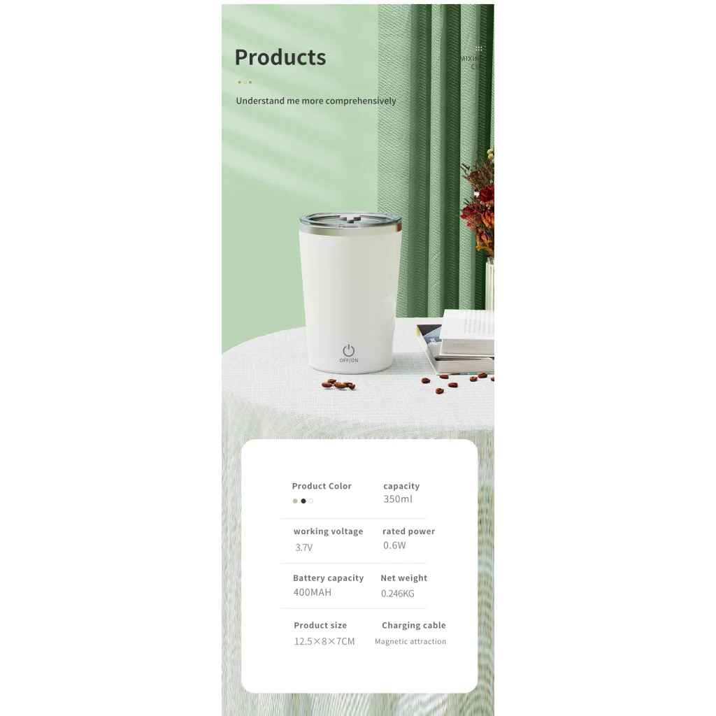 Green Portable Automatic Mixing Coffee Cup - Stainless