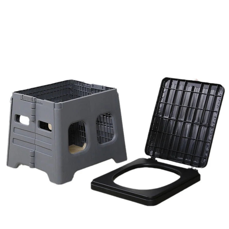 Green Portable Folding Outdoor Toilet with Lid - Heavy Duty