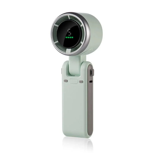 Green Portable Handheld Mini Fan - USB Rechargeable Desktop