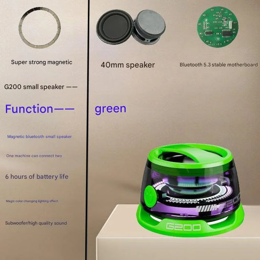 Green Portable Mini Bluetooth Speaker with Magnetic Base