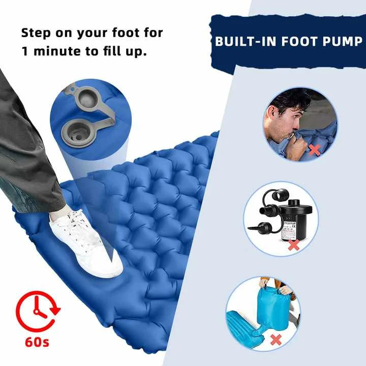 Green Portable Outdoor Inflatable Mat - Foot-Operated