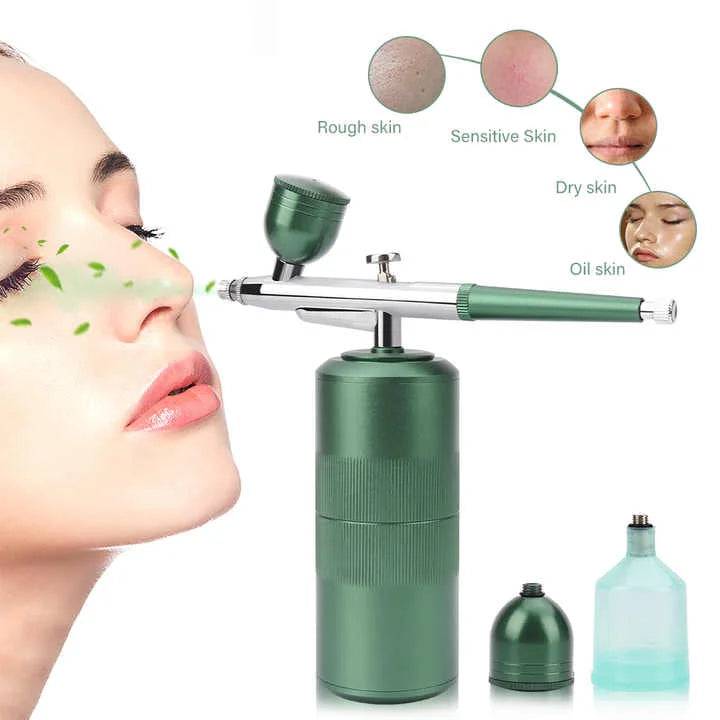 Green Portable Oxygen Infusion Nano Spray Facial Beauty