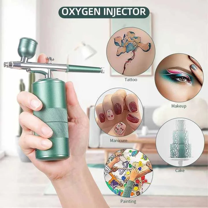 Green Portable Oxygen Infusion Nano Spray Facial Beauty