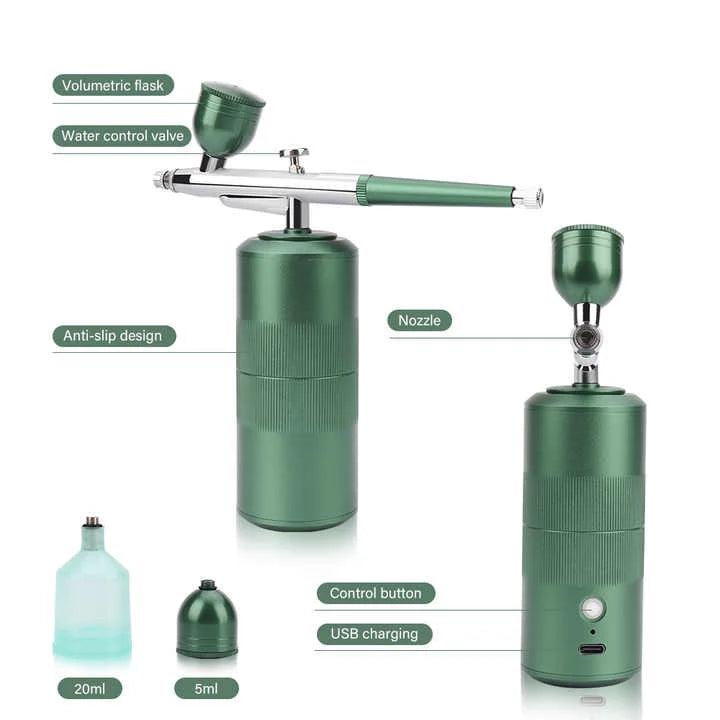 Green Portable Oxygen Infusion Nano Spray Facial Beauty