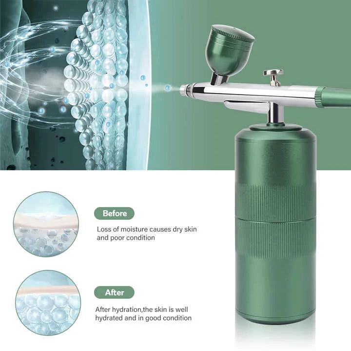 Green Portable Oxygen Infusion Nano Spray Facial Beauty