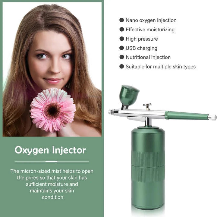 Green Portable Oxygen Infusion Nano Spray Facial Beauty