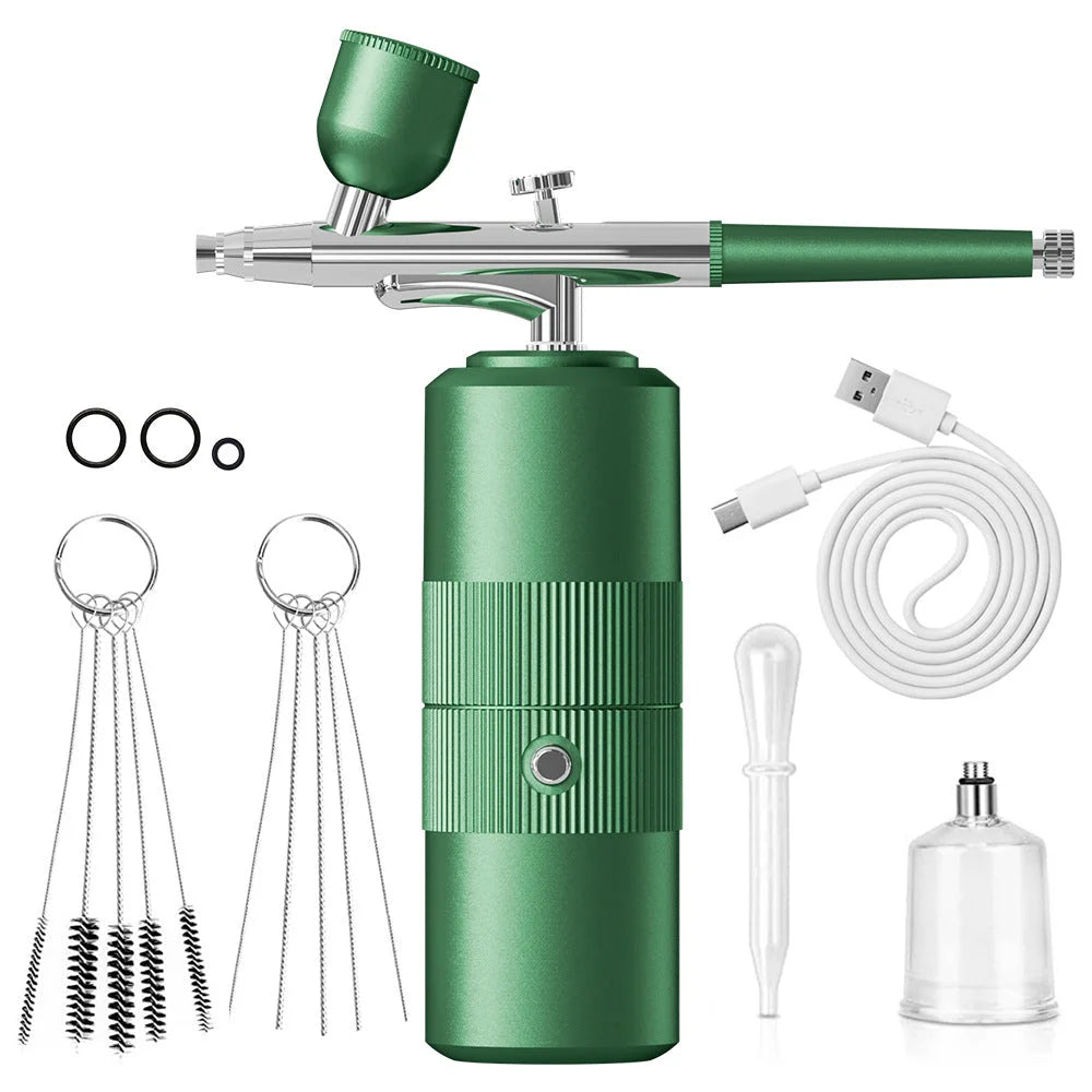 Green Portable Oxygen Infusion Nano Spray Facial Beauty