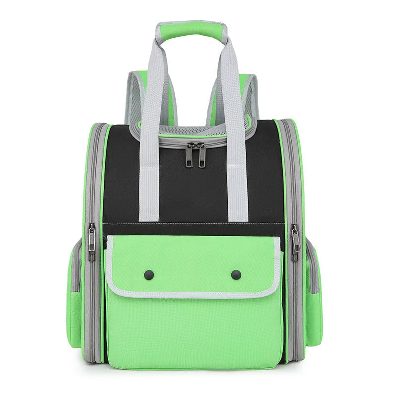 Green Portable Pet Carrier Backpack - Spacious Breathable