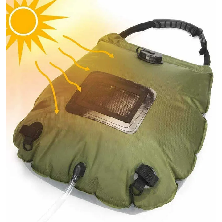 Green Portable Solar Camping Shower Bag Foldable 20L
