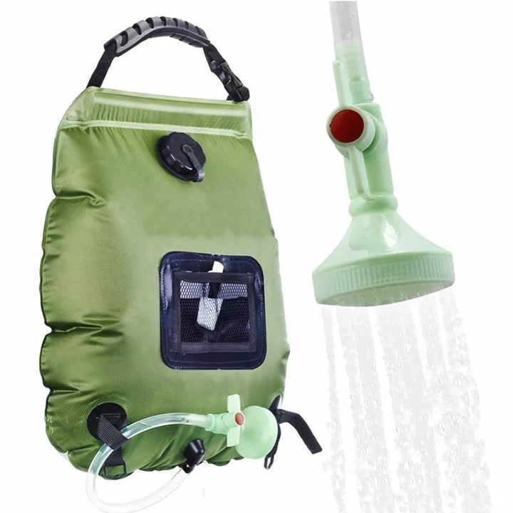 Green Portable Solar Camping Shower Bag Foldable 20L