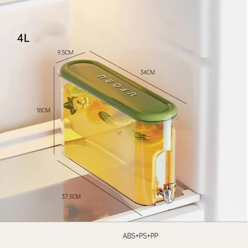 Green Refrigerator Cold Water Jug with Tap - 4L Large