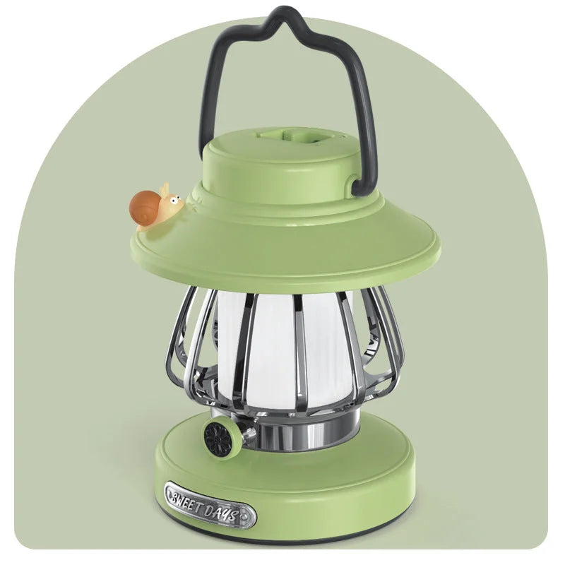 Green Retro Snail Night Light - Portable Rechargeable