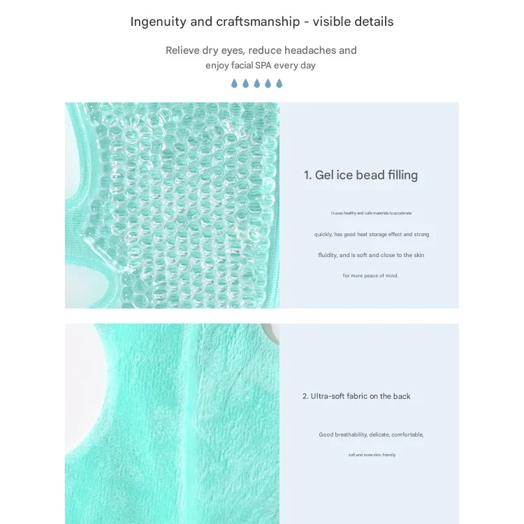 Green Reusable Cooling Gel Bead Face Mask and Eye Mask Set