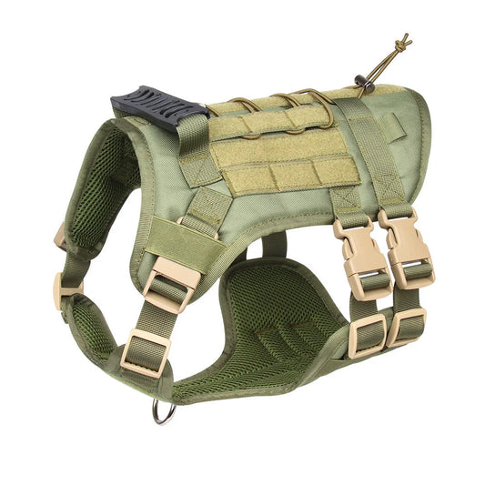 Green Tactical Dog Training Harness - Adjustable Vest