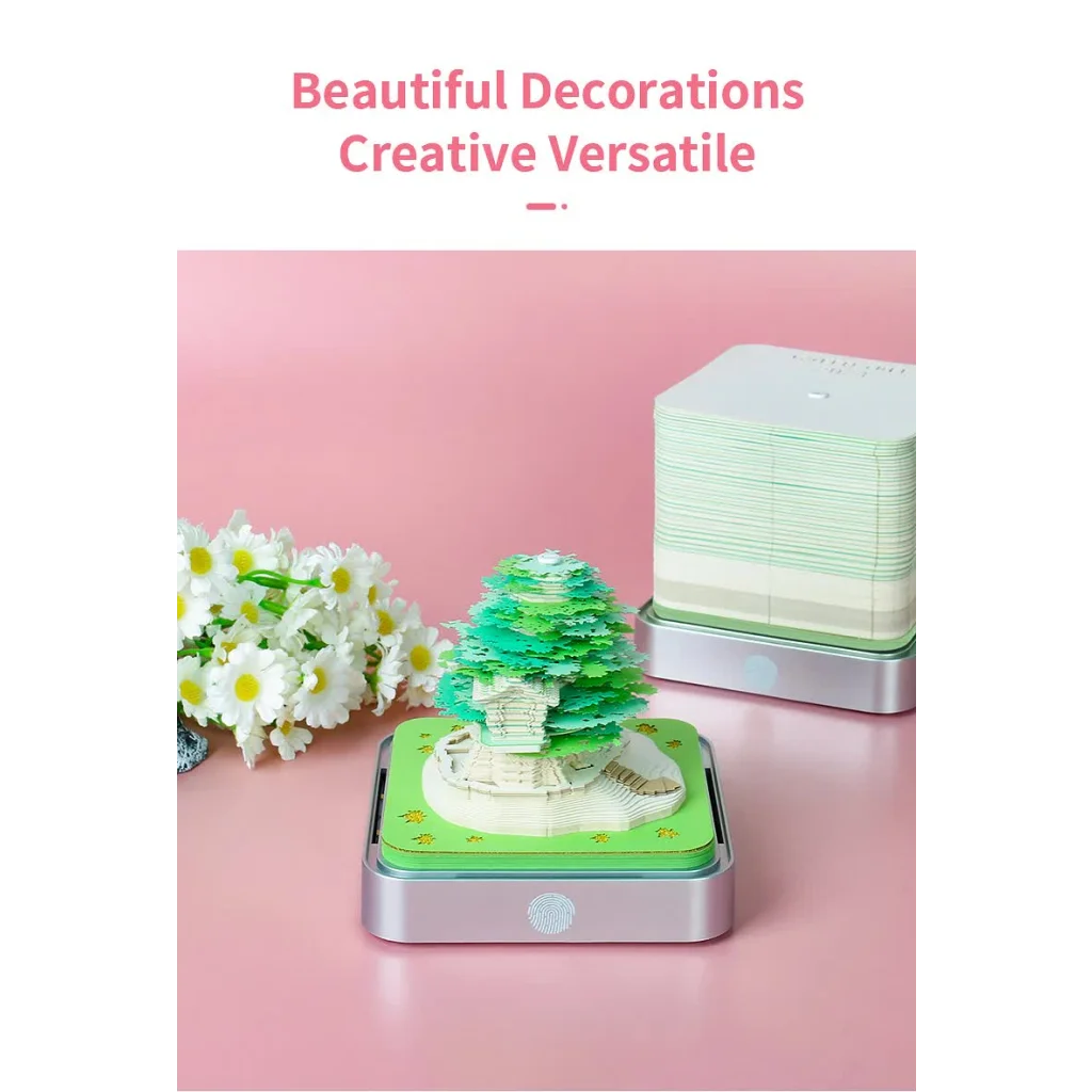 Green Tree House Blossom 3D Paper Sculpture Night Light