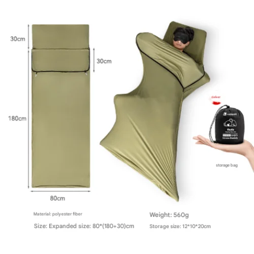 Green Ultra-Stretch Sleeping Bag Liner - Portable &