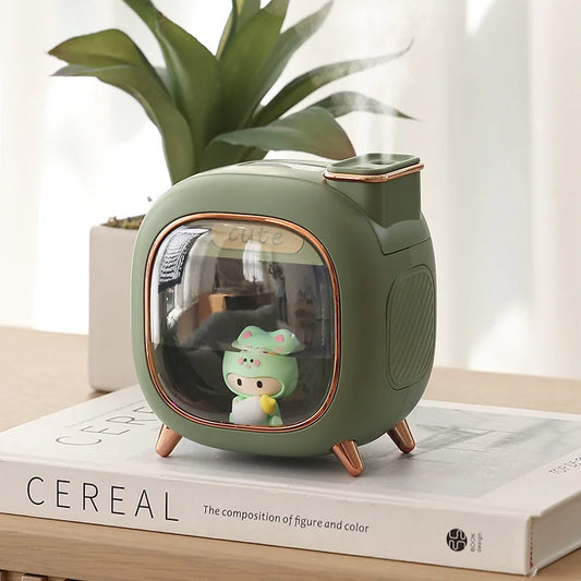 Green USB Desktop Dual Mist Cute Humidifier with Essential