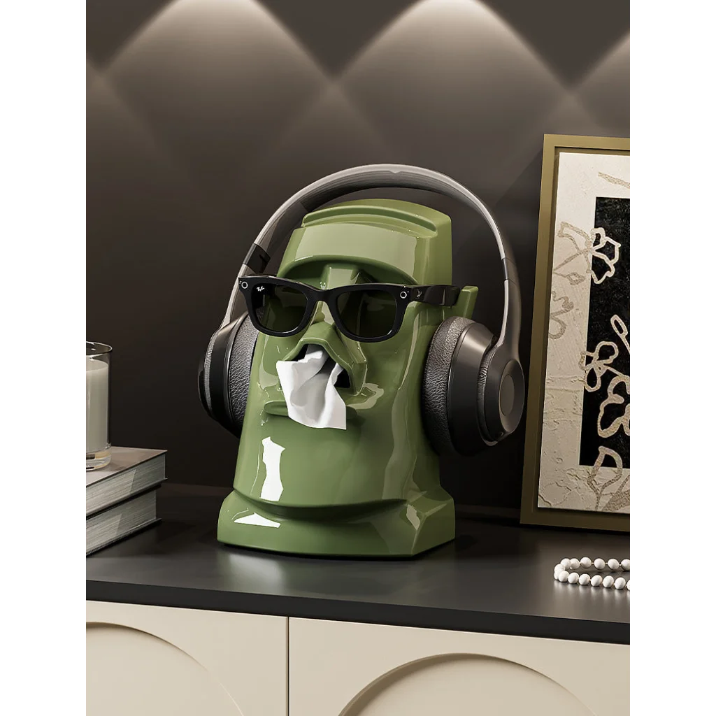 Green Versatile Desktop Headphone Stand & Tissue Box