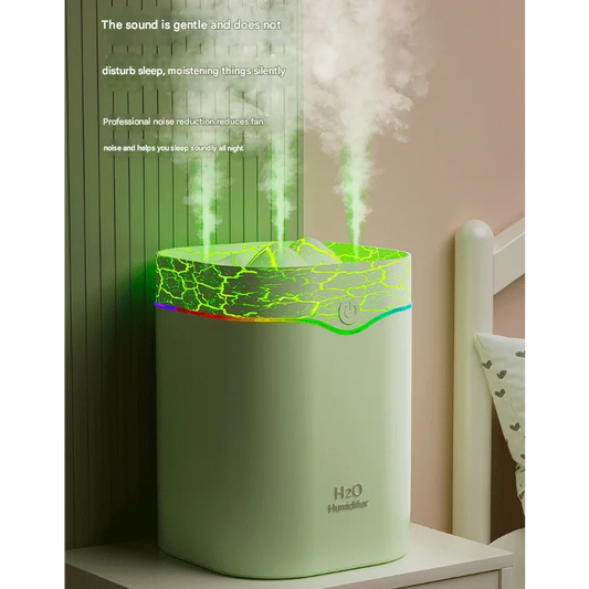 Green Volcano Style 2L Cool Mist Humidifier - Triple Nozzle