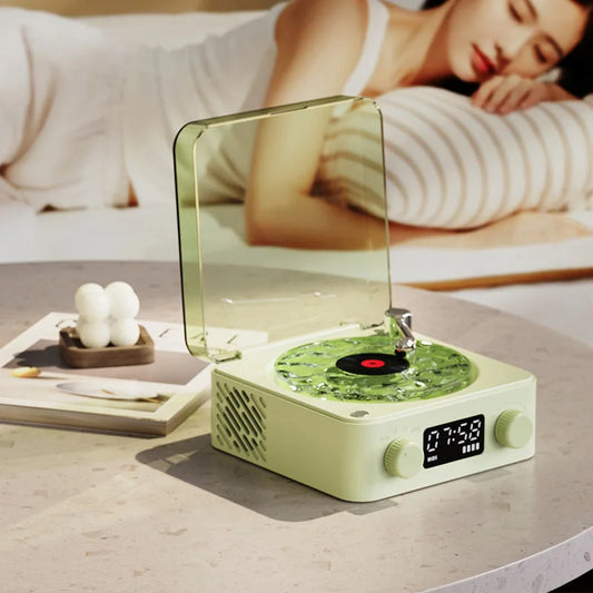 Green Waves Retro Bluetooth Speaker Clock with Ambient